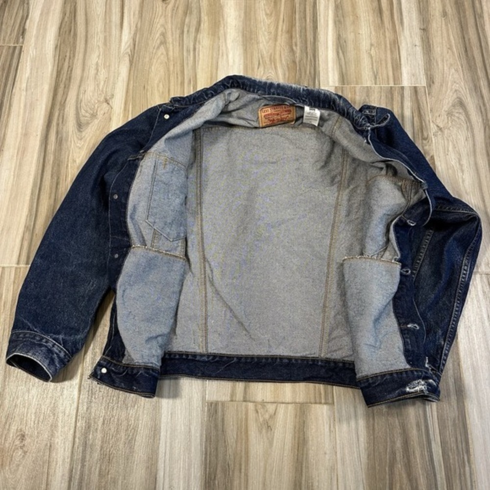 VTG Levis Dark Blue Denim Trucker Standard Jean Jacket 70507 Mens XL Y2K Work - Picture 3 of 16